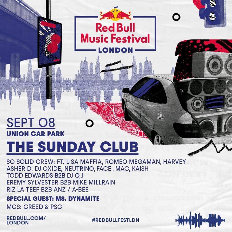 REDBULL MUSIC FESTIVAL - LONDON - Tickets go on sale Thursday -                                                                                                      @redbullmusicUK brings the biggest and baddest UKG’s to celebrate the legendary Sunday Scene.