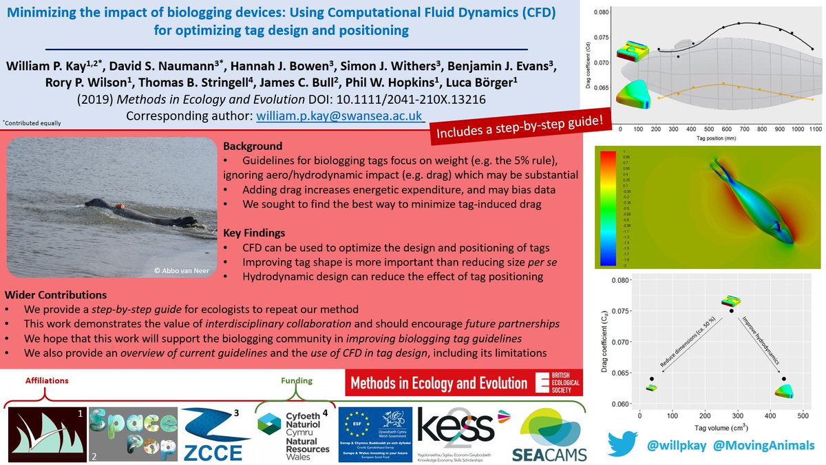 Dr William Kay (he/him) (@willpkay) on Twitter photo Our <a href="/MethodsEcolEvol/">Methods in Ecology and Evolution</a> paper is out today! We use #ComputationalFluidDynamics (#CFD) to design & position #biologging devices for minimal #drag, & provide a step-by-step guide for ecologists. Interdisciplinary collaboration w/<a href="/MovingAnimals/">SLAM</a> & @ZienkiewiczCtr besjournals.onlinelibrary.wiley.com/doi/10.1111/20… Our <a href="/MethodsEcolEvol/">Methods in Ecology and Evolution</a> paper is out today! We use #ComputationalFluidDynamics (#CFD) to design & position #biologging devices for minimal #drag, & provide a step-by-step guide for ecologists. Interdisciplinary collaboration w/<a href="/MovingAnimals/">SLAM</a> & @ZienkiewiczCtr besjournals.onlinelibrary.wiley.com/doi/10.1111/20…