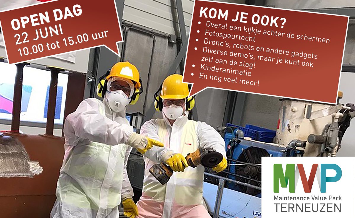 Wil jij een kijkje nemen achter de schermen bij meer dan 20 technische bedrijven? Kom dan zaterdag 22 juni naar de open dag van het Maintenance Value Park Terneuzen. Er is voor jong en oud van alles te zien en te beleven!

#techniek #wetenschap #zeeland