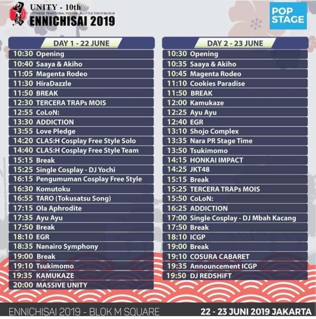 doki2otaku's tweet photo. Siapa yang ga sabar menunggu event beken ini?

ENNICHISAI 2019
22-23 Juni 2019
Blok M, Jakarta Selatan
FREE HTM

Kuy ramaikan!
Jangan lupa booth Doki Doki ada di E-30 ya
See ya 😉
#megu

#doki2otaku #weekend #ennichisai #ennichisai2019 #event #eventjakarta #jabodetabek #infojfest https://t.co/lnGJRYc6rx