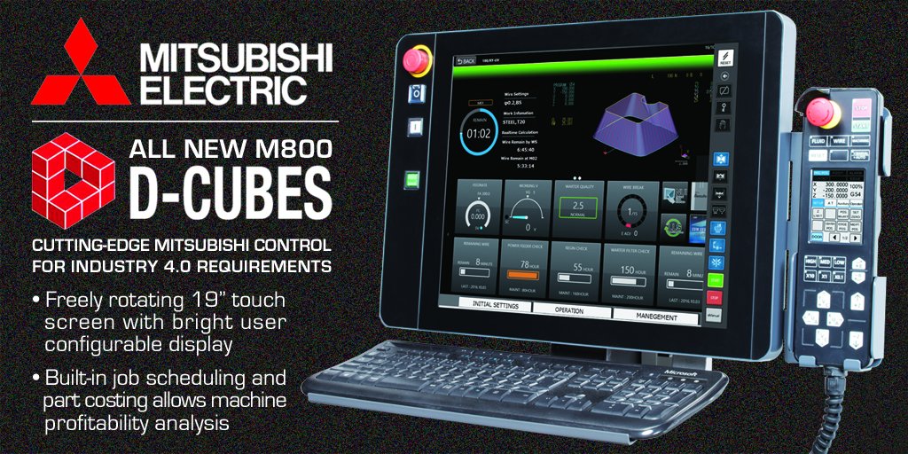 WDHearn's tweet photo. Introducing Mitsubishi's cutting-edge Machine Control for Industry 4.0 requirements...the new era M800 D-Cubes. Take a look at the video for more details https://t.co/gVO9EuC7W9 https://t.co/RVIDGov4Zl