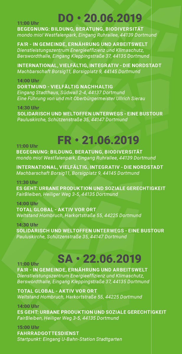 Wir sind beim #Kirchentag2019 in #Dortmund auch mit dabei! Projekt: Wege zur Nachhaltigkeit <a href="/kirchentag_de/">Dt. Ev. Kirchentag</a> #nachhaltigkeit  #dekt19 #wegezurnachhaltigkeit
fairbleiben.com/laden-dortmund…