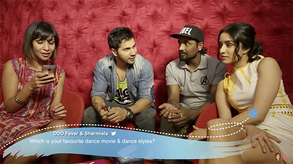 czenina's tweet photo. @Varun_dvn @shraddhakapoor @remodsouza :When the team answered my question on their favourite dance styles and movies. Thank you, @MissMalini! Promotions are always alot of fun! π #4yearsofABCD2 https://t.co/jRCSV3P8TZ