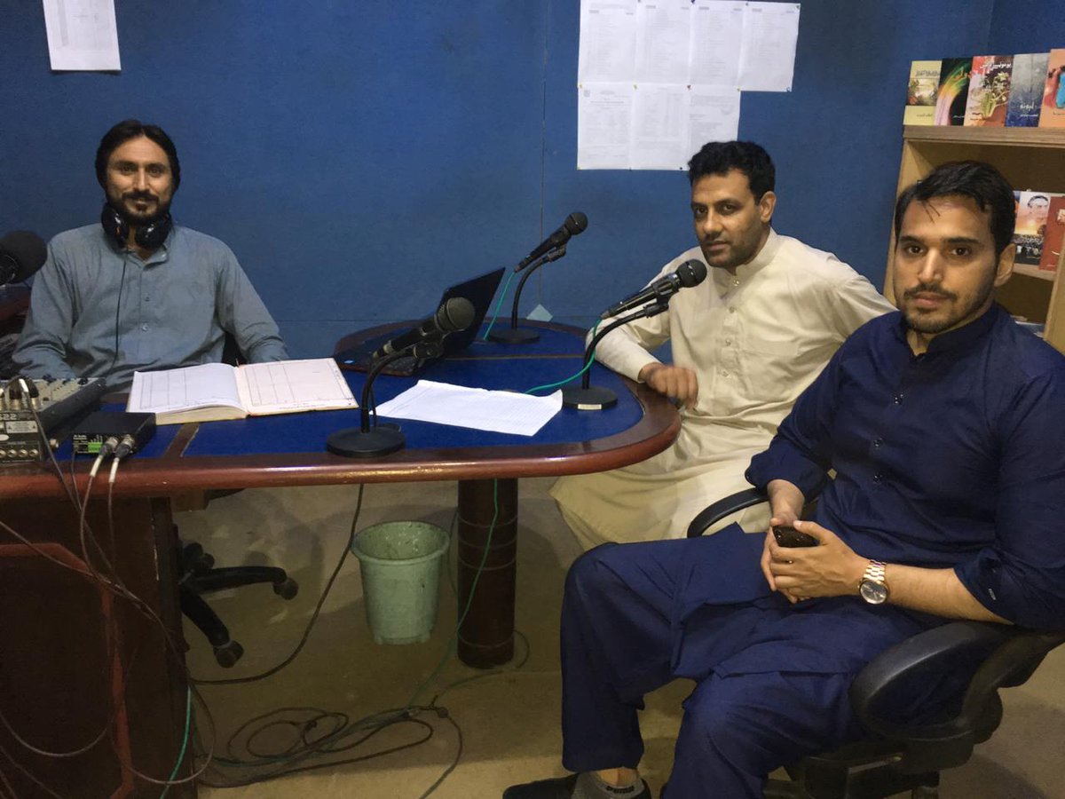 AsifkhanJmc's tweet photo. Radio show #KhairazaWatan Today theme #plasticpollution &amp; #district administration role.
Studio guests: Asad Uallh AC #Mardan &amp; senior journalist @theraufkhan , listeners share idea's regarding reducing #plasticpollution
@prognat 
#Climatecrises 
#Radio4environment https://t.co/USO9FlqvwX
