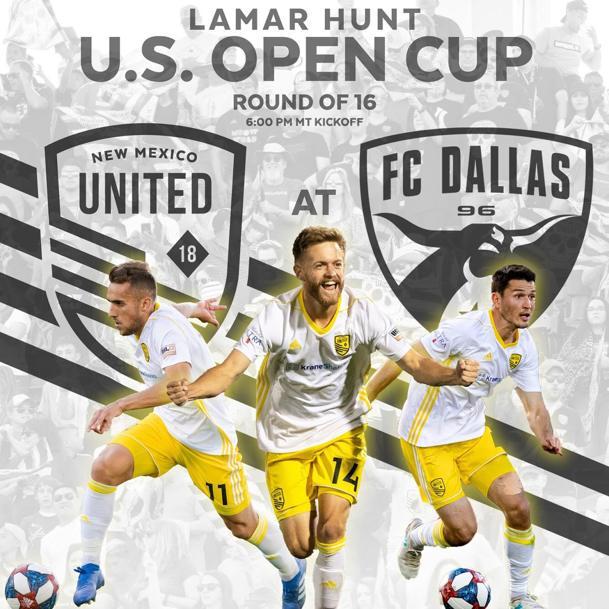 A spot in the quarterfinals awaits the winner. Let’s gooooooo!
🏟- SMU’s Westcott Field
📺- ESPN Plus
📻- <a href="/1017theteam/">ESPN Albuquerque 101.7FM The TEAM</a> 
🎉- newmexicoutd.com/watchparties

#USOC2019 #FCDvNM #SomosUnidos
