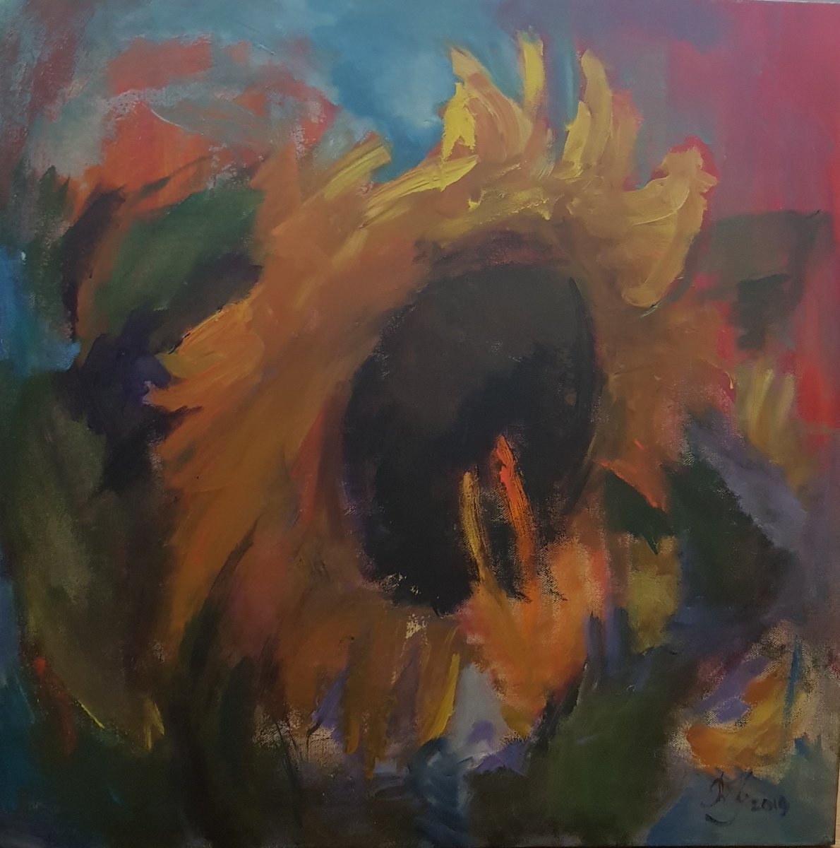 ArtsRitak's tweet photo. #Sunflower #ArtGallery Acrylics on canvas, 60cmx60cm, 2019. https://t.co/iGAB4wCddN