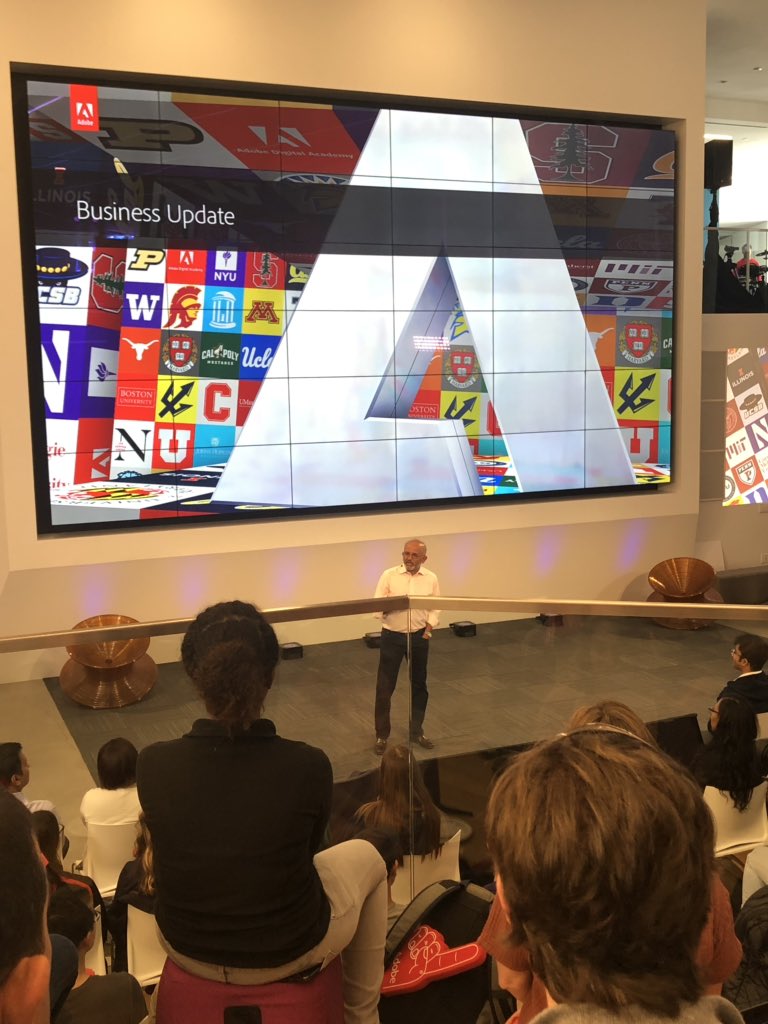 natkessler's tweet photo. Advice from Adobe CEO to #AdobeInterns at Employee Meeting - “Explore. Be Curious.”  #AdobeLife #AdobeCareers https://t.co/H3xZJy67PB