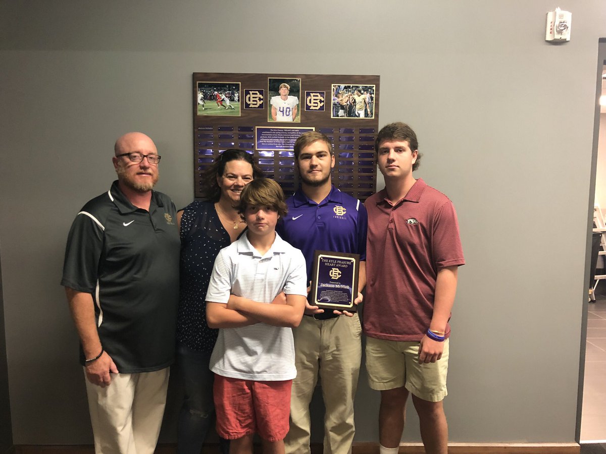 CBHS_Football's tweet photo. Congratulations to Jackson McNiell on being the the first recipient of the Kyle Frasure “HEART AWARD” #GoBrothers https://t.co/1lY5EONaxG