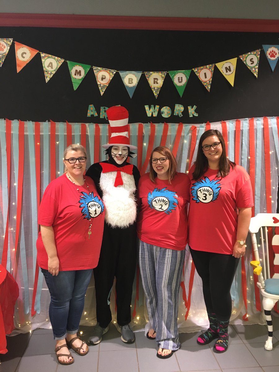 Dr. Seuss week at summer camp brought The Cat in the Hat into school! Go Bruins.
