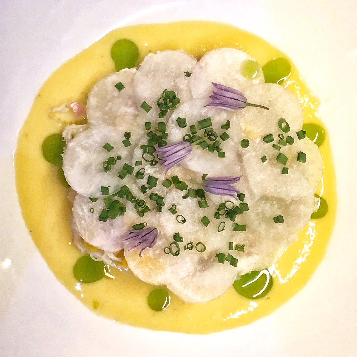 Maine Peekytoe Crab | Corn | Hakurei Turnips | Basil | Chives
By @nitrobacon 
#tasty #local #maine #shellfish #crab #portlandwineweek #wine #dinner #tasting #menu #youwantthis #sogood
