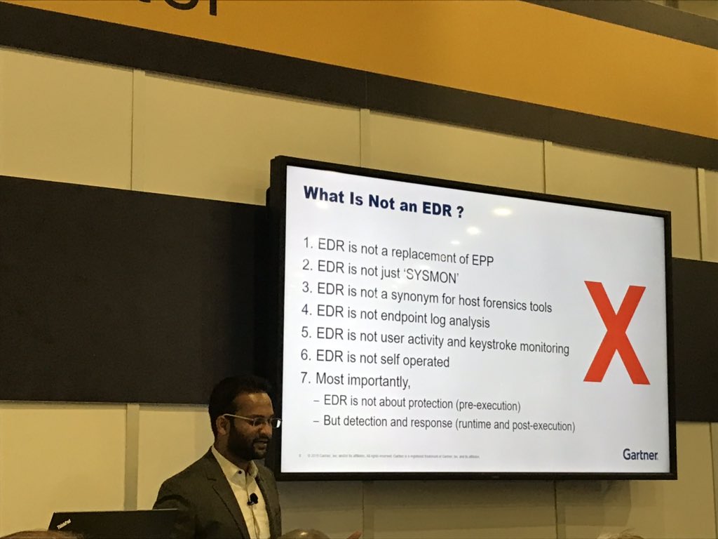 lalilalmmmsss's tweet photo. «EDR is not a replacement of EPP, it is an augmentation of your endpoint protection» @prateekbhaji @Gartner_inc #gartnerSEC https://t.co/RmGzQi5AFm