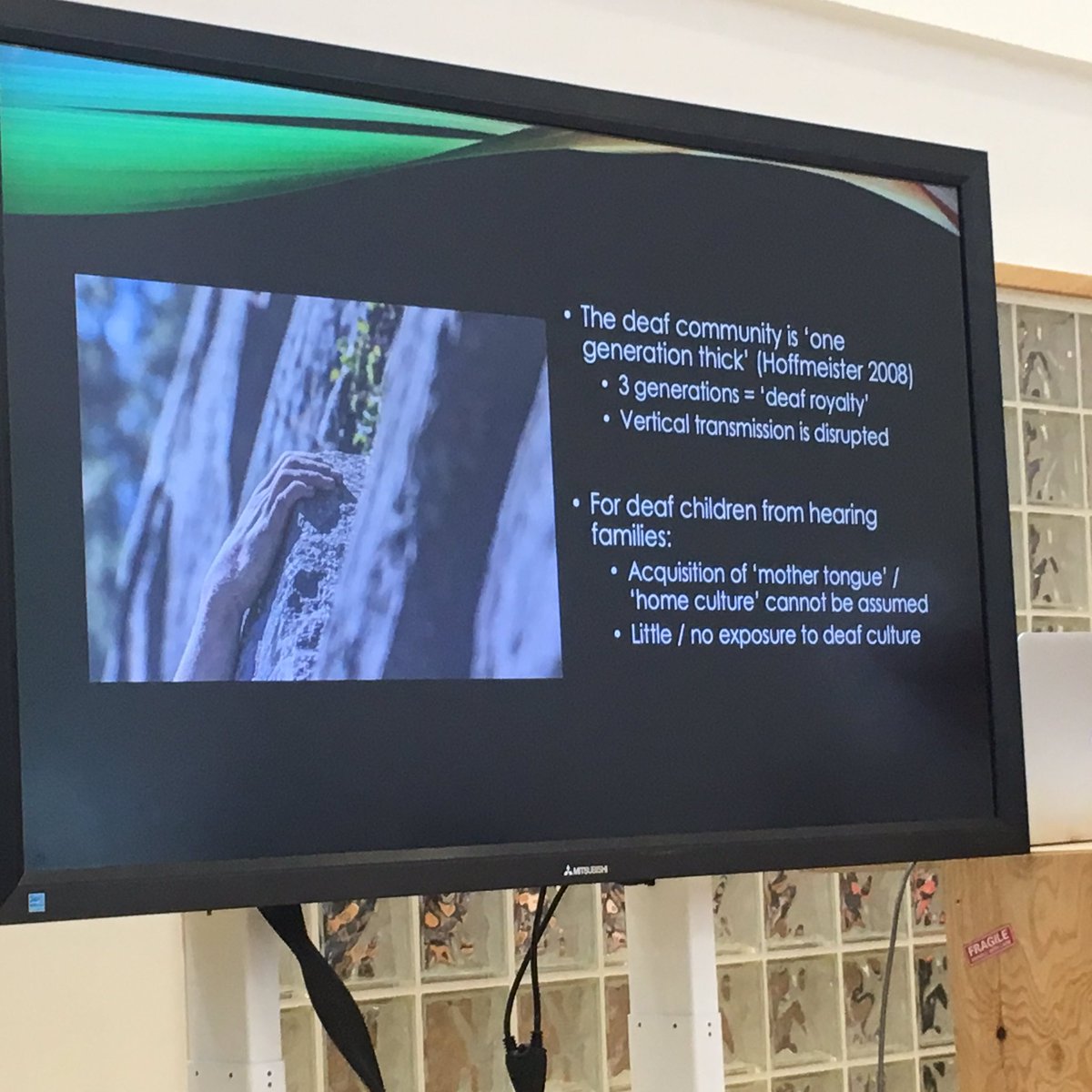 KirstieJamieson's tweet photo. @Leithyface Dr Ella Leith tells us that Deaf Heritage is precarious - where do children learn when transmission is not always through family generations?? #BSLinfrastructure, @BDA_Scot @DeafHistoryScot work to ensure Deaf heritage is conserved, shared and valued https://t.co/B0W4XCc278