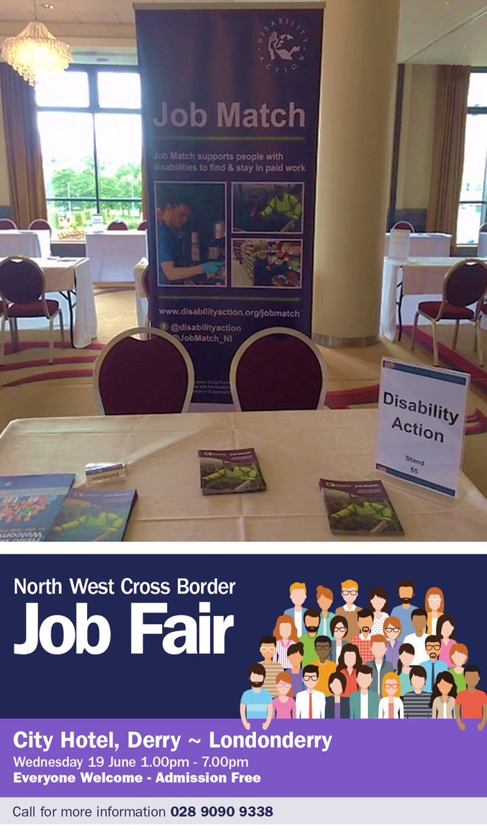 JobMatch_NI's tweet photo. The North West Cross Border Job Fair is TODAY @CityHotelNI! @JobMatch_NI team is there. Come and speak with us. We could help you to find and stay in work. The Fair is open until 7pm. @EURESJob @nidirect @Economy_NI @communitiesNI #NothingAboutUsWithoutUs #crossborderjobfair https://t.co/9X5n8obJrX