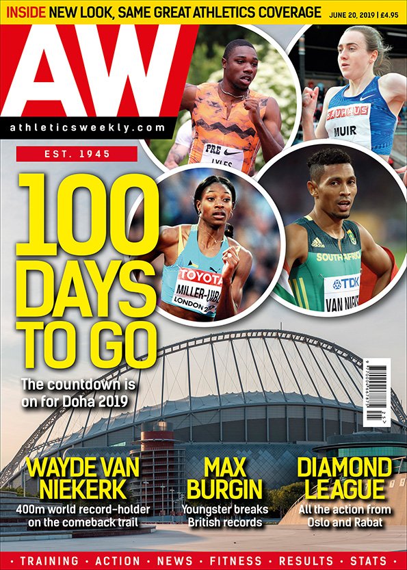 AthleticsWeekly's tweet photo. AW. New look, same great athletics coverage!
Out in shops tomorrow 🙌 https://t.co/Rv3SXnfZ0N