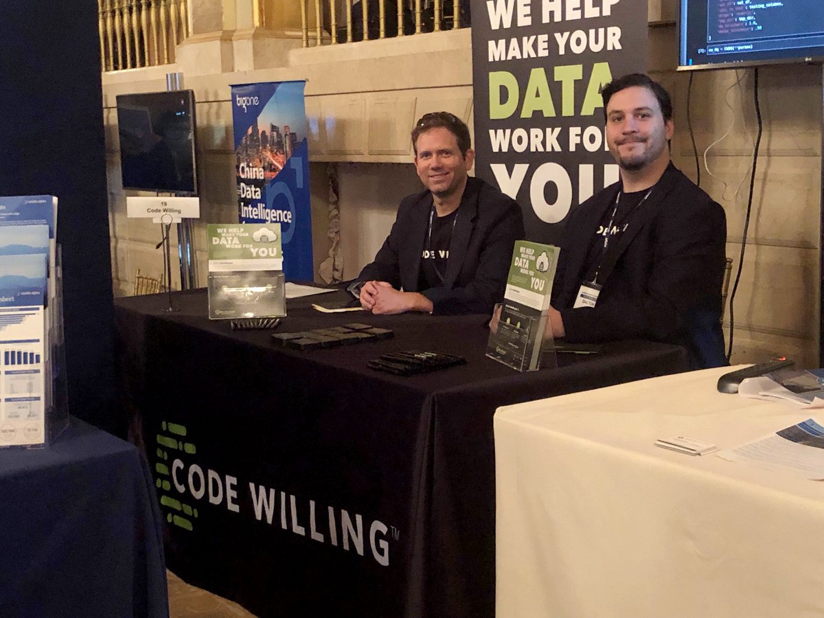 codewilling's tweet photo. We are at Table 19 at #BattleFin. Come talk to Michael and Dalton about our #CoreData Services and see how we can help make your data work for you. #InDataWeTrust
#AlternativeData #Fintech #quant #altdata #dataanalytics #bigdata #machinelearning #equity #codewilling #data https://t.co/03F7LXjVMc
