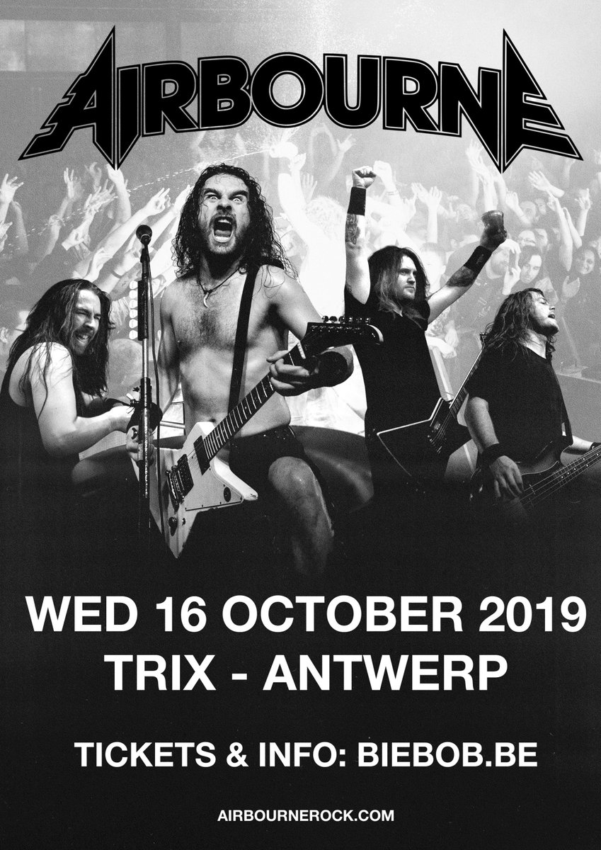 BiebobConcerts's tweet photo. STAND UP FOR ROCK 'N ROLL because @Airbourne is coming to @TRIX_online on October 16th! Tickets go on sale June 25th at 10:00AM.

Tickets &amp; Info: https://t.co/5mtX48UPWz https://t.co/KCxlcq3uPh