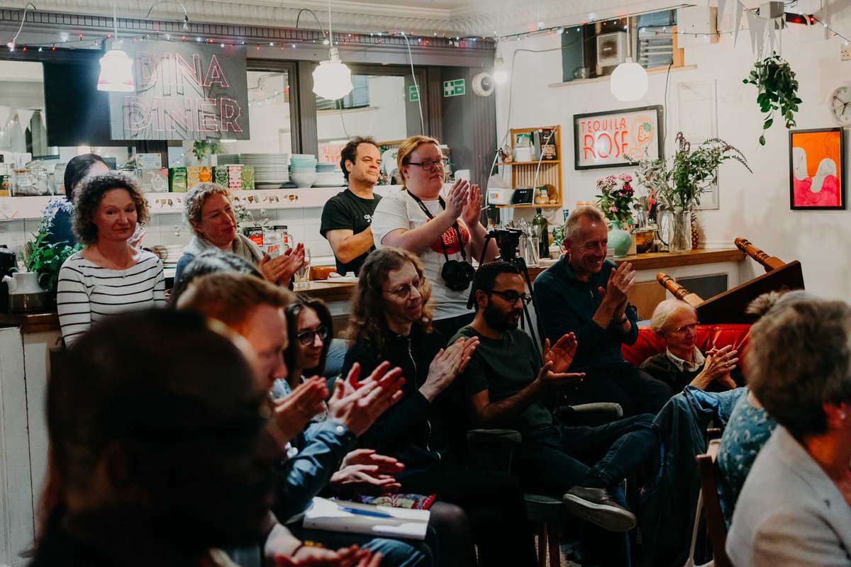 MigMatFest's tweet photo. A great turnout for Escaping Fascism: Jewish Refugees in Sheffield at @DINAvenue yesterday evening in collaboration with @sheffielduni's @unishefhistory Thank you to all that attended and contributed to the discussion. #migmatfest19 📷: Al-Hussein Abutaleb #migmatfest19 https://t.co/tSvVetbZkJ