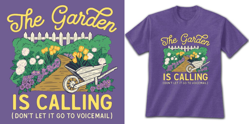 EarthSunMoonCo's tweet photo. The Garden Is Calling. Don't let it go to voicemail! Part of our "Nature Is Calling" collection, this design is a call back to the joy of gardening, and enjoying time away from the hustle and bustle of everyday life. https://t.co/RW5dgDSYu6 #TheGardenIsCalling #NatureIsCalling https://t.co/3VIR9WUmqM