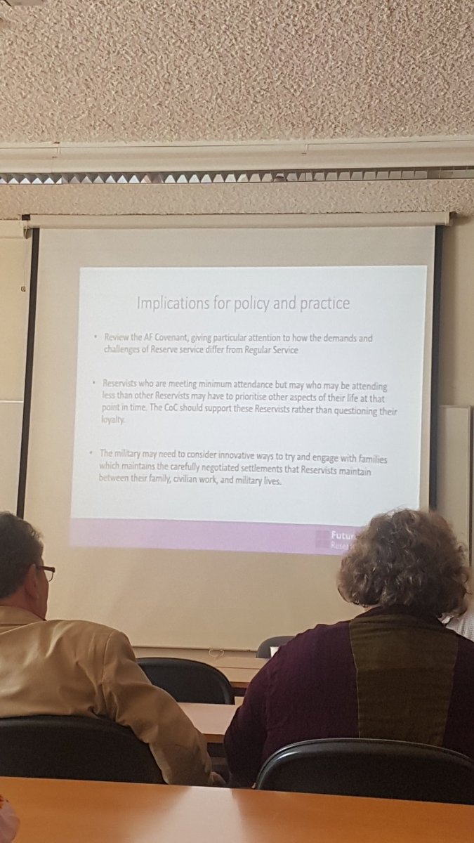 DrCHaddow's tweet photo. Great insights from @VinceConnelly1 and colleagues on how the demands of reserve service differ from regular armed forces service, and how this impacts on family lives. @ERGOMAS1 #ergomas2019 https://t.co/RHVgMlJI7u