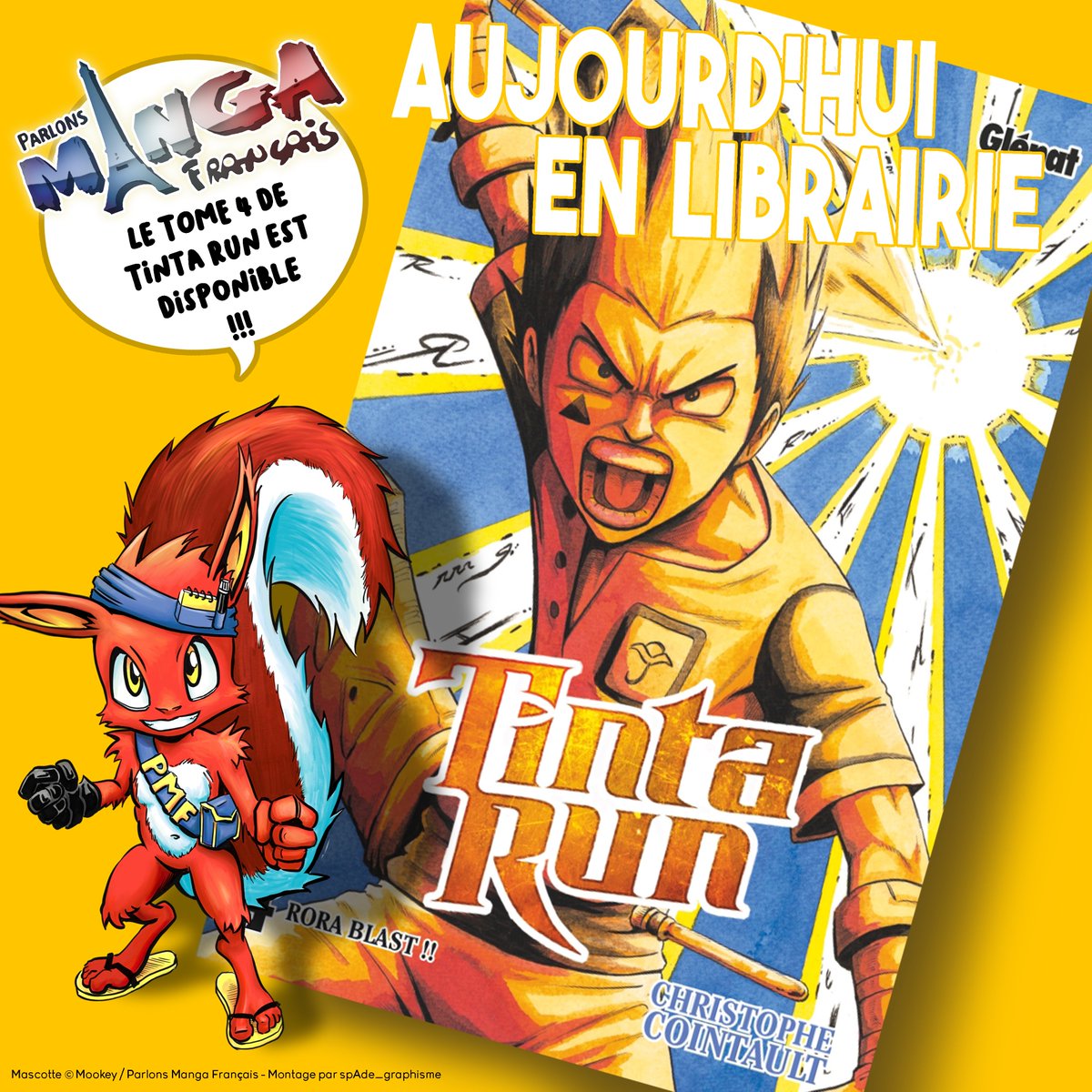ParlonsMangaFR's tweet photo. AUJOURD'HUI EN LIBRAIRIE - TINTA RUN T4 !
Courez en quête de l'ultime Tinta, le dernier volume du manga #TintaRun !
Si tu RT, tu feras parti de l'élite des Tinter du #MangaFrançais ! Pas vrai M'sieu @CCointault ? ;) xD
Bonne lecture à tous !
#manga #shonen #fantasy https://t.co/hrYC4jTYzL