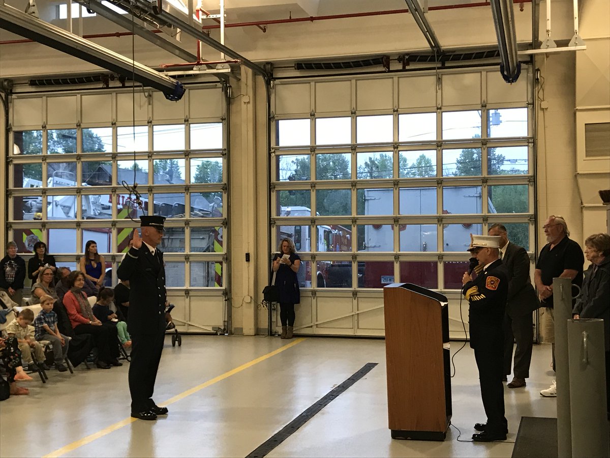 Inspector Marc LaBrecque being sworn in by Chief Edo.  #milfordprofessionalfirefighters #semperfi