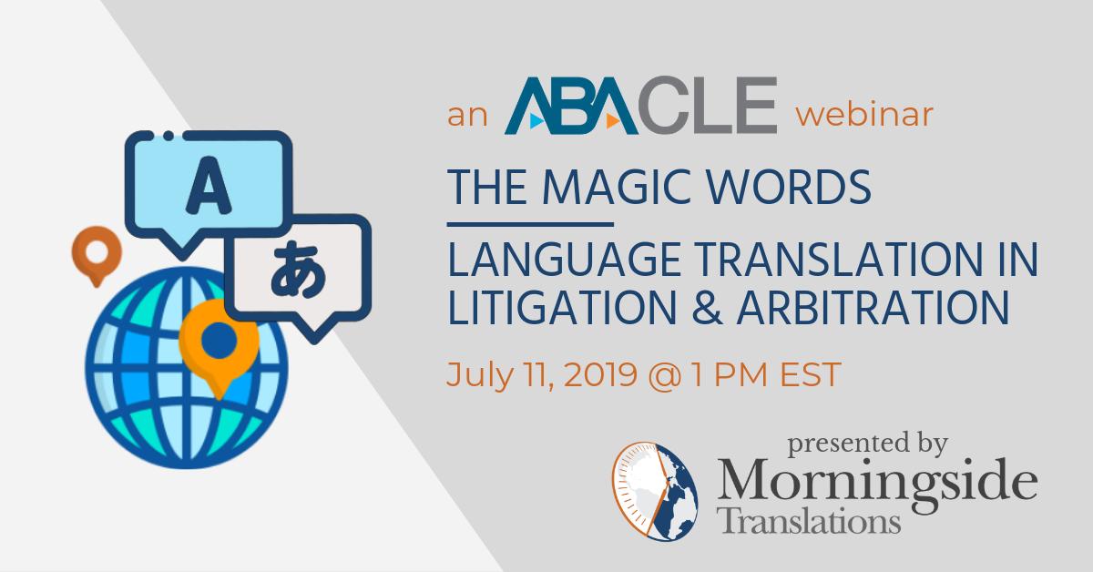 ABACLE's tweet photo. Don’t miss this workshop! You will be provided a basic road map on how to overcome language barriers during litigation or arbitration. Sponsored by .@MorningTrans and .@ABACLE #ABACLE
.
.
Thursday, July 11, 2019 https://t.co/Uyr2HapTsQ https://t.co/G2TIzQas76