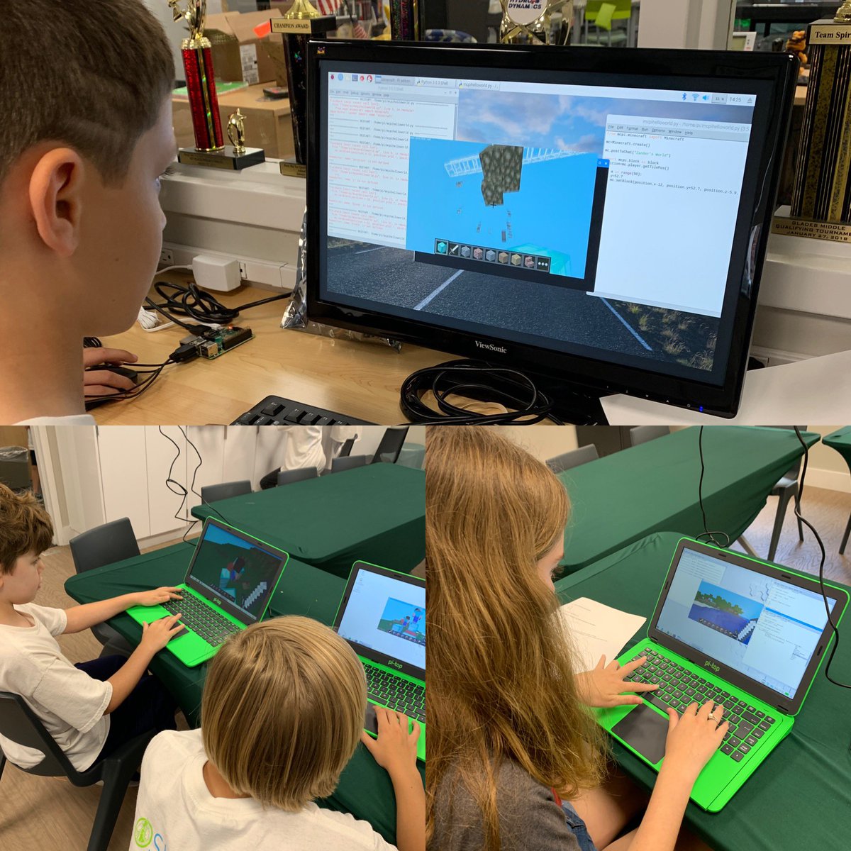 Agatorbites's tweet image. Our 5th-8th grade @PineCrestSch #STEM campers are building like architects in #minecraftpi as they #code in #python ! Super thanks @birv2 for sharing your “hackpacks” ! #pichatusa #Picadamy #csk8 #digitalmaking