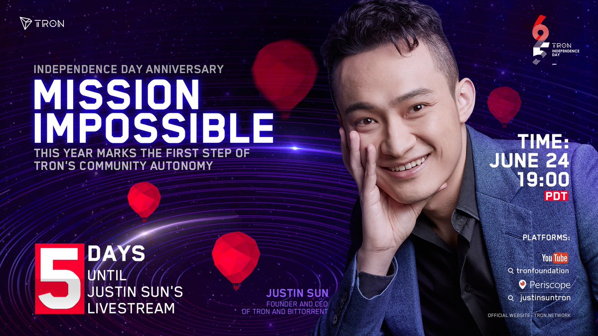 What an awesome year it was and I can't believe that on June 25th we are wrapping up 1-year mark! Don’t miss the first #TRON #IndependenceDay livestream on @PeriscopeCo and <a href="/YouTube/">YouTube</a>. Mark this day in your calendar, because you don’t want to miss out!