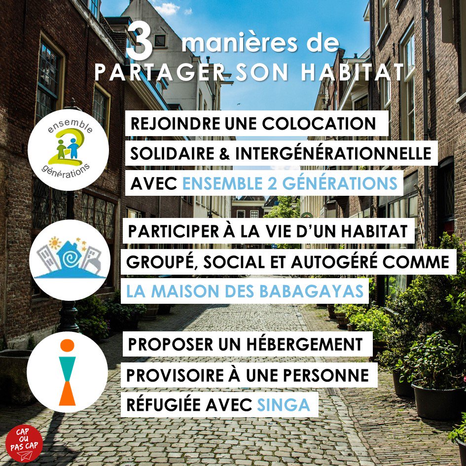 [Qu'est-ce que l'habitat partagé ?🤔]
Habitat groupé, colocation intergénérationnelle et cohabitation interculturelle : des initiatives existent pour concevoir et gérer son habitation de manière solidaire et/ou écologique 🏡🤝🌿Retrouvez-les sur capoupascap.info