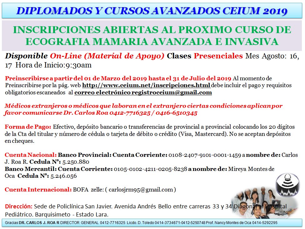 ceium's tweet photo. CEIUM: inscripciones abiertas para el próximo cursos avanzado de mastología https://t.co/38RLNWdqOS
