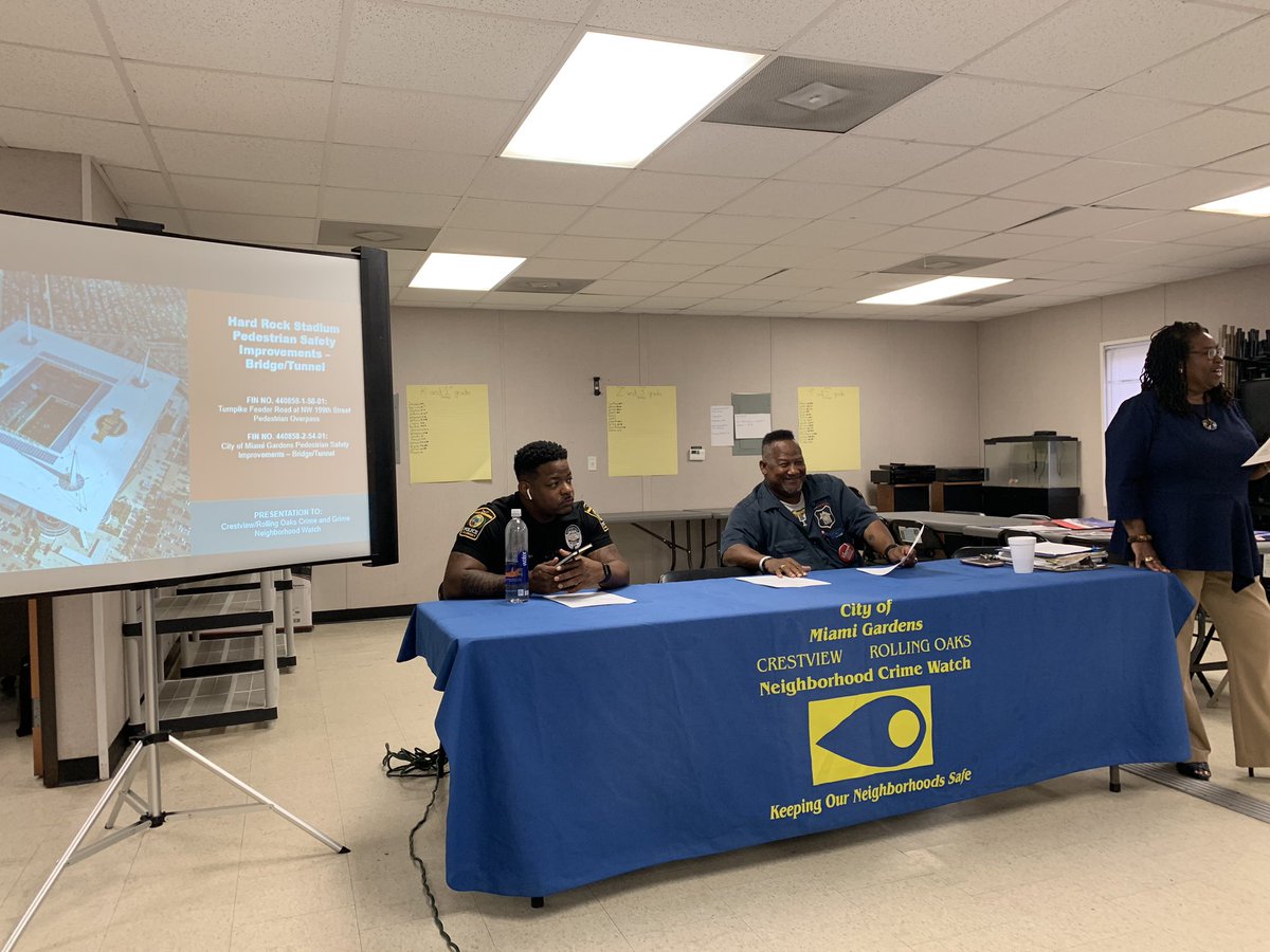 HardRockBridge's tweet photo. Thank you to the residents of the @CityofMiaGarden for inviting us to present during the Crestview/Rolling Oaks Crime and Grime Neighborhood Watch last week. @HardRockStadium #HardRockStadium #Pedbridge #CityofMiamiGardens #NeighborhoodWatch #FDOT #FLTurnpike https://t.co/MxximK8Drd