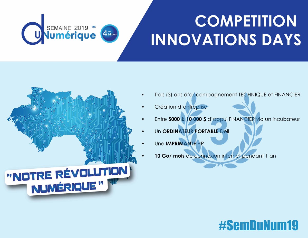 semainedunumgn's tweet photo. #SemDuNum19 #InnovationsDays Prix décerné à l'entreprise TEGUILAB avec son projet #Labitani qui permet d'informatiser le circuit du patient de la première hospitalisation jusqu’à la sortie. #Labitani est déjà testée dans le Centre Hospitalier de l’Ordre de Malte Dakar. https://t.co/NvYK3oqOKD