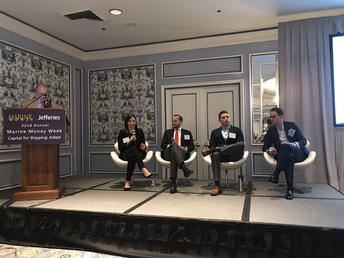 MsMaritimeCL's tweet photo. NAMEPA Board members Kevin Humphreys and Marina Hadjipateras on startups at Marine Money! https://t.co/WR0iGRYZPs