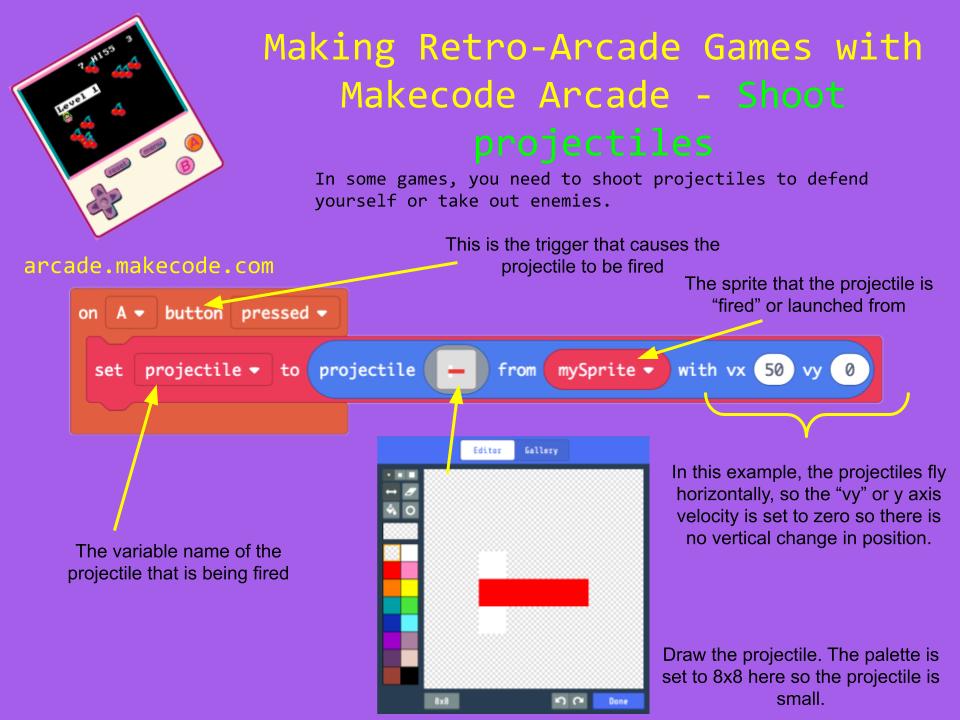 ryan_psmith's tweet image. Pew Pew Pew!!! Fire projectiles to defend your sprite in @MSMakeCode Arcade!! Now to remake missile command! #tldsbcode #tldsblearns #makecodearcade