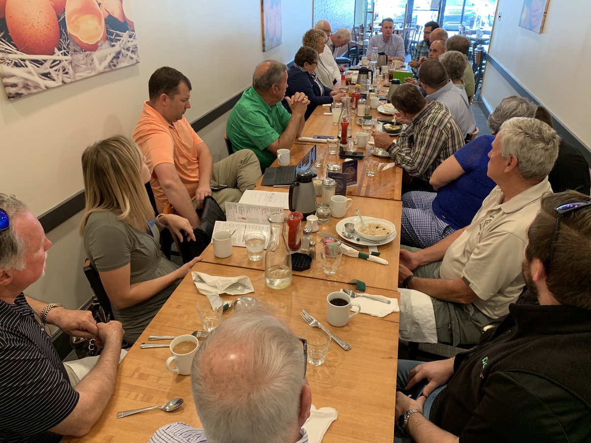 mike_mcquillen's tweet photo. A full room for this morning’s @LTRClub GOP Roundtable Breakfast @lepeepindy in Castleton. Speakers were @SC4Lawrence &amp; our 2019 @LawrenceINcity @IndyGOP Team. https://t.co/QrNK8Hh8ax