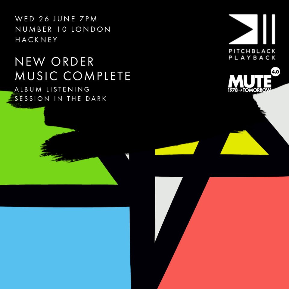 MuteUK's tweet photo. Hear and feel every detail and frequency of New Order's 'Music Complete' like never before at a one-off event.
As part of the #MuteFourPointZero celebration we've collaborated with Pitchblack Playback, so that you can step into the darkness |◾️ https://t.co/hLM6997a0d https://t.co/Qkdga86T8h