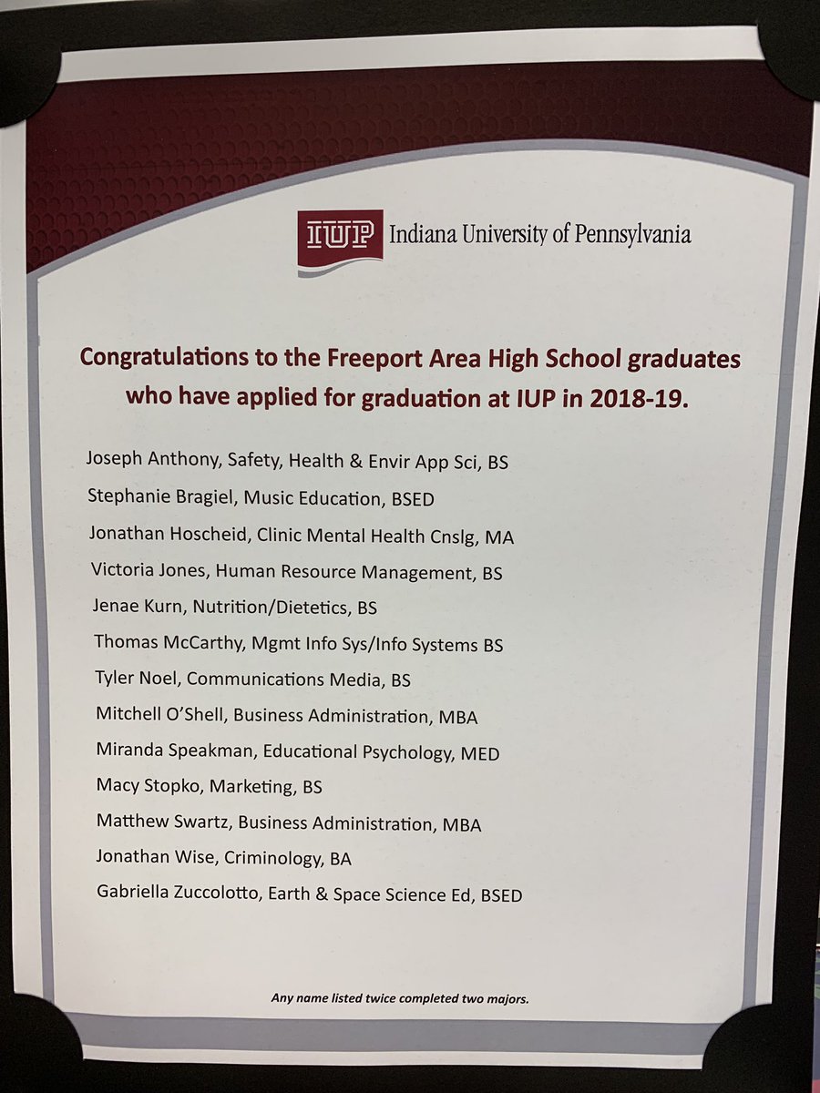 FAHSGuidance's tweet photo. Congratulations to these IUP Graduates! #4everajacket https://t.co/2sxEkXlBIr