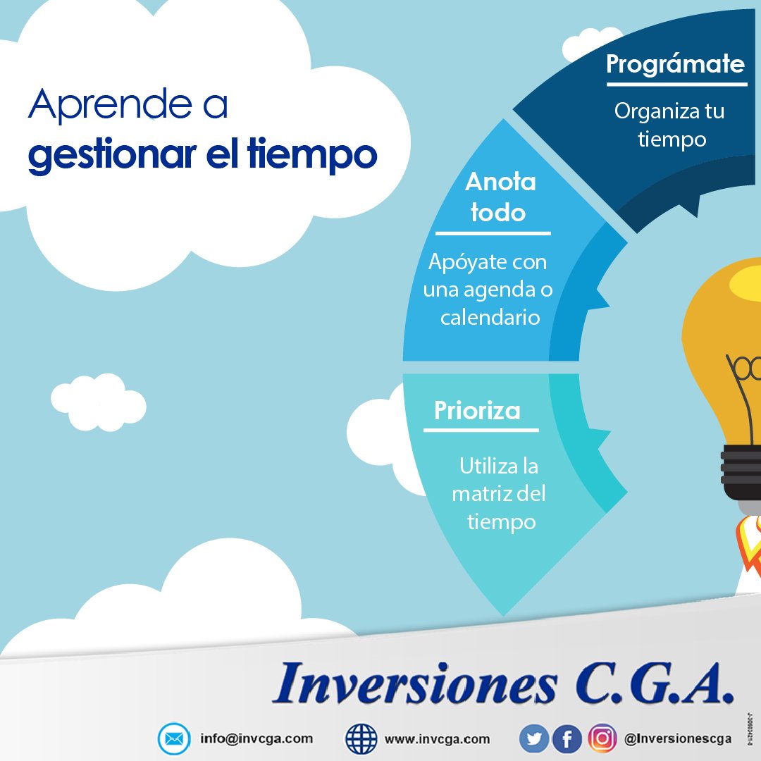 InversionesCGA's tweet photo. En ocasiones, las tareas de la vida diaria toman más tiempo del necesario debido a la falta de planificación y orden, por eso esta semana te damos una serie de tips que te ayudarán a rendir mejor tu tiempo.

#CGATips https://t.co/cSDGtbzumg