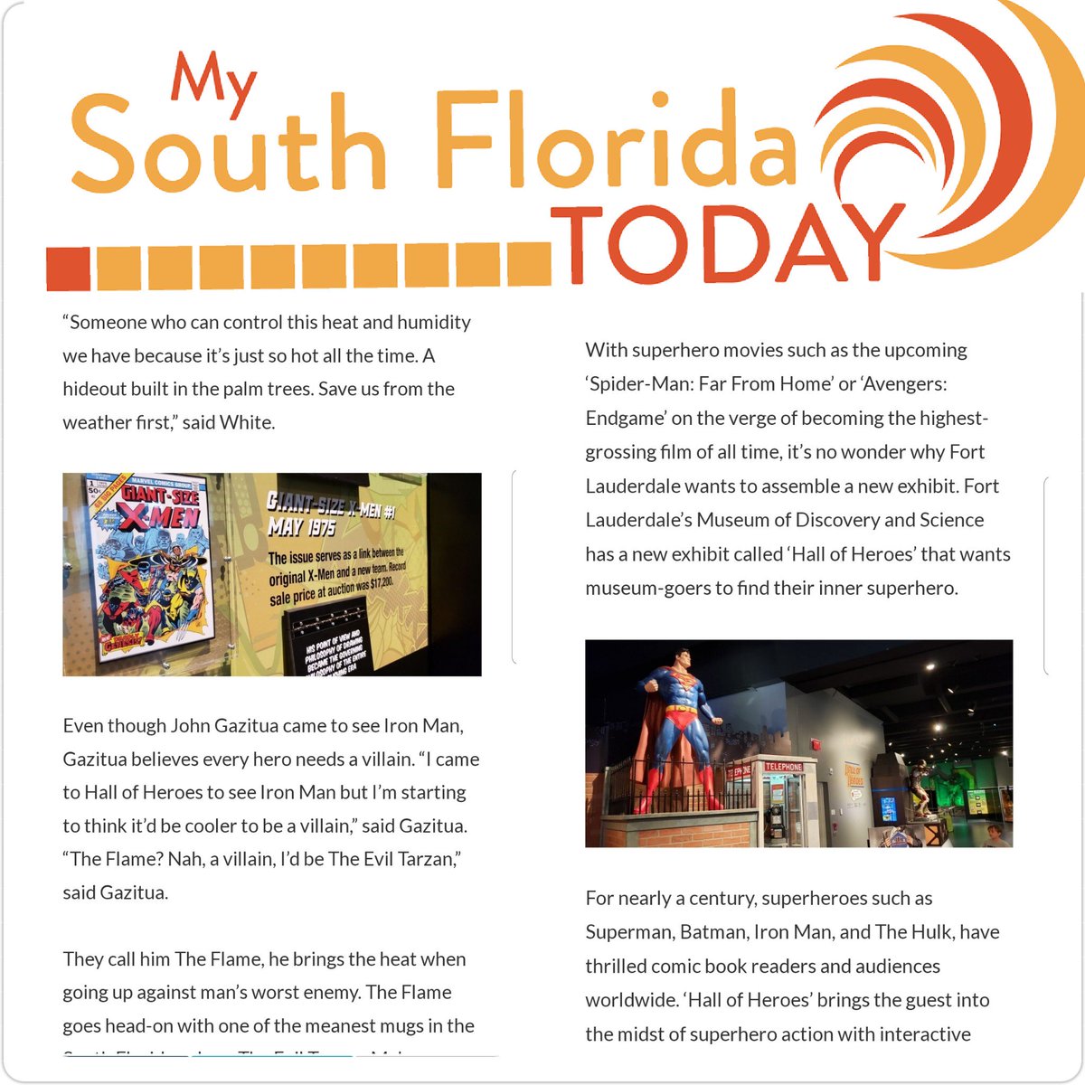 The Earth's Mightiest Heroes assemble over at #HallofHeroes & over at #MySouthFloridaToday. Check out my #article on #MuseumofDiscoveryandScience Hall of Heroes which features #Batman #IronMan & more! 🦸‍♂️🦹‍♀️

#Link ⬇️
mysouthfloridatoday.com/arts-and-cultu…

#SpiderMan #SouthFL #FortLauderdale #FL