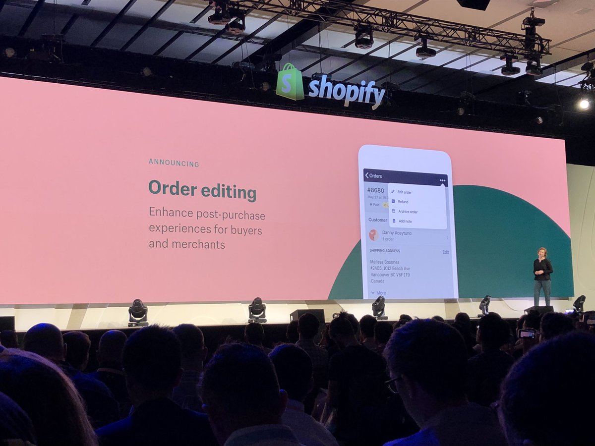 johnychao314's tweet photo. Probably the biggest applause so far 👏 #orderediting coming to #shopify merchants! Talk about customer support Shopify ceo @tobi answering customer questions on the forum in 2014! #ShopifyUnite https://t.co/Jlmipxspkr
