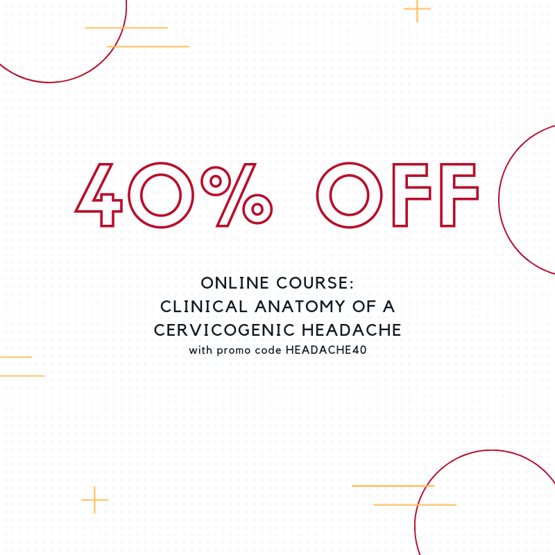 NUHSPostgrad's tweet image. Take advantage of 40% OFF our online course: 

Clinical Anatomy of a Cervicogenic Headache by Dr. Cramer. 

use promo code HEADACHE40

#NUHSPostgrad #ContinuingEd #WebWednesdays