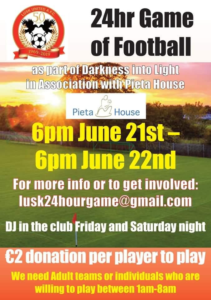 Fair play to Lusk United - good luck at the weekend. They still need some ‘middle of the nighters’ @SimonNaas forms.gle/yFgx45YDETka7C… #HelpPietaHouse