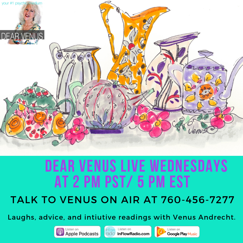 inflowradio's tweet photo. Got a burning question for Venus? Want to talk to a loved one who's on the other side or get a mojo on air? Tune in today and every Wednesday to https://t.co/Ki3QENB7nc at 2 pm PST/ 5 pm EST and call in to 760-456-7277 during the show to get on air! https://t.co/cHDnX8B8nR