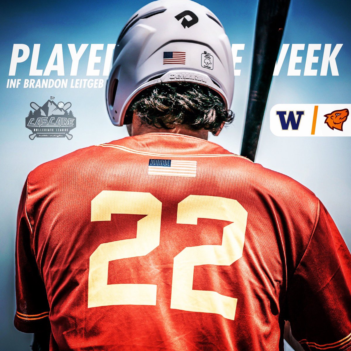 CascadeLeague's tweet photo. Congratulations to Portland Prairie Dogs’ INF @brandon_leit [@UW_Baseball] for being named the CCL Week 2️⃣ Player of the Week. Leitgeb sits T-1st atop the CCL hits leaderboard with 8️⃣ while leading the league in AVG, SLG &amp; OPS w/ a line of .571/1.071/1.671. 🏔🐕 #PrairieDogginIt https://t.co/rmVgMtQFO3