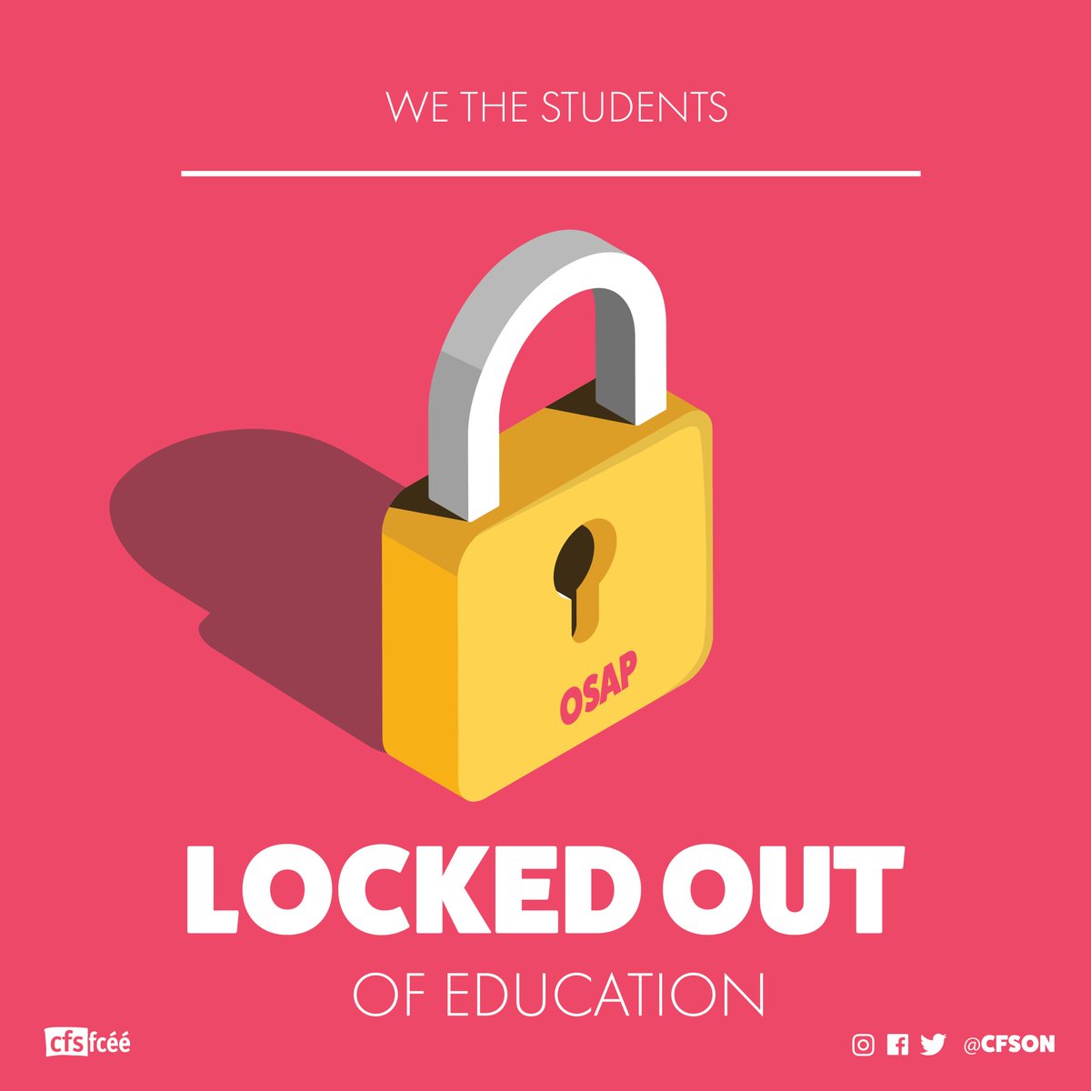 CFSON's tweet photo. Share to show how #OSAP cuts are impacting access to education.

Today, thousands of students discovered that they would be receiving dramatically less from OSAP - in some cases not even enough for tuition.

This is unacceptable.

#WeTheStudents #OSAP #onpse https://t.co/Wa3BHbJaO6