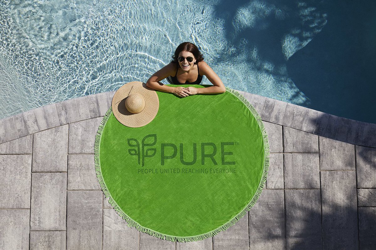 BlinkMktg's tweet image. Think outside the box this summer with a round beach towel - Logos and images that suite a round shape will be the center of attention! 

#thinkblink #blinkmarketing #protowels #roundtowels #beach #pooltowel #brandedtowel #customprint #print #brandedmerch #merch #custom
