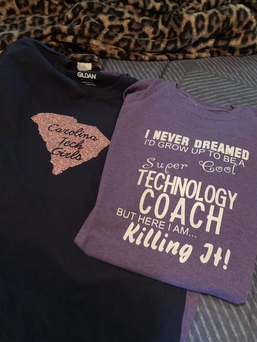 call_me_keasha's tweet photo. Did these awesome tees for the squad 😀 #istebound #ISTE2019 @Eppy72 @jlessard32 #ilovesumterscschools #cricut #DIY #siservinyl #sidehustlechronicles https://t.co/aZqaqKL9KJ