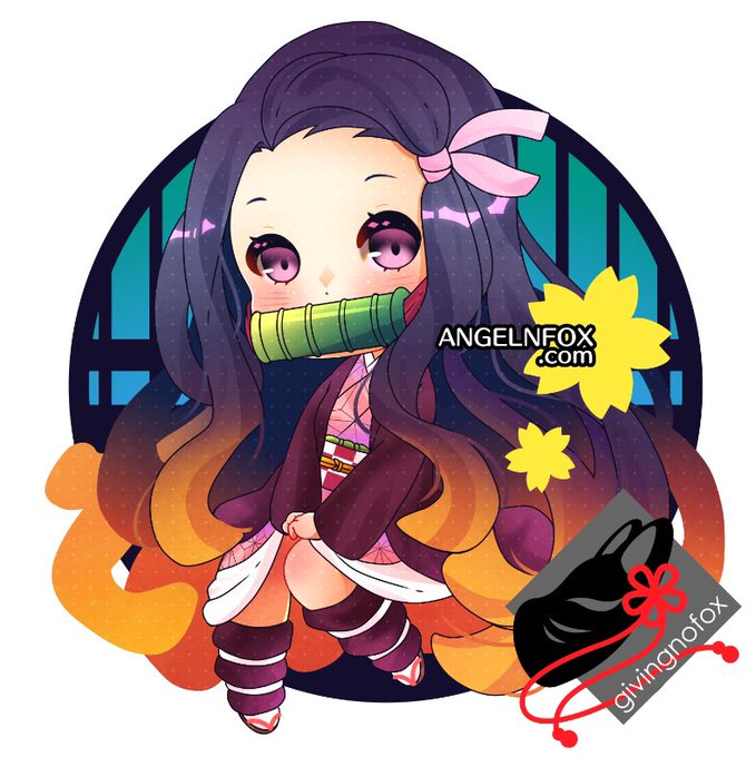 GivingNoFox (Comms - OPEN)さんがTwitterに投稿した竈門禰豆子(鬼滅の刃)のイラスト。