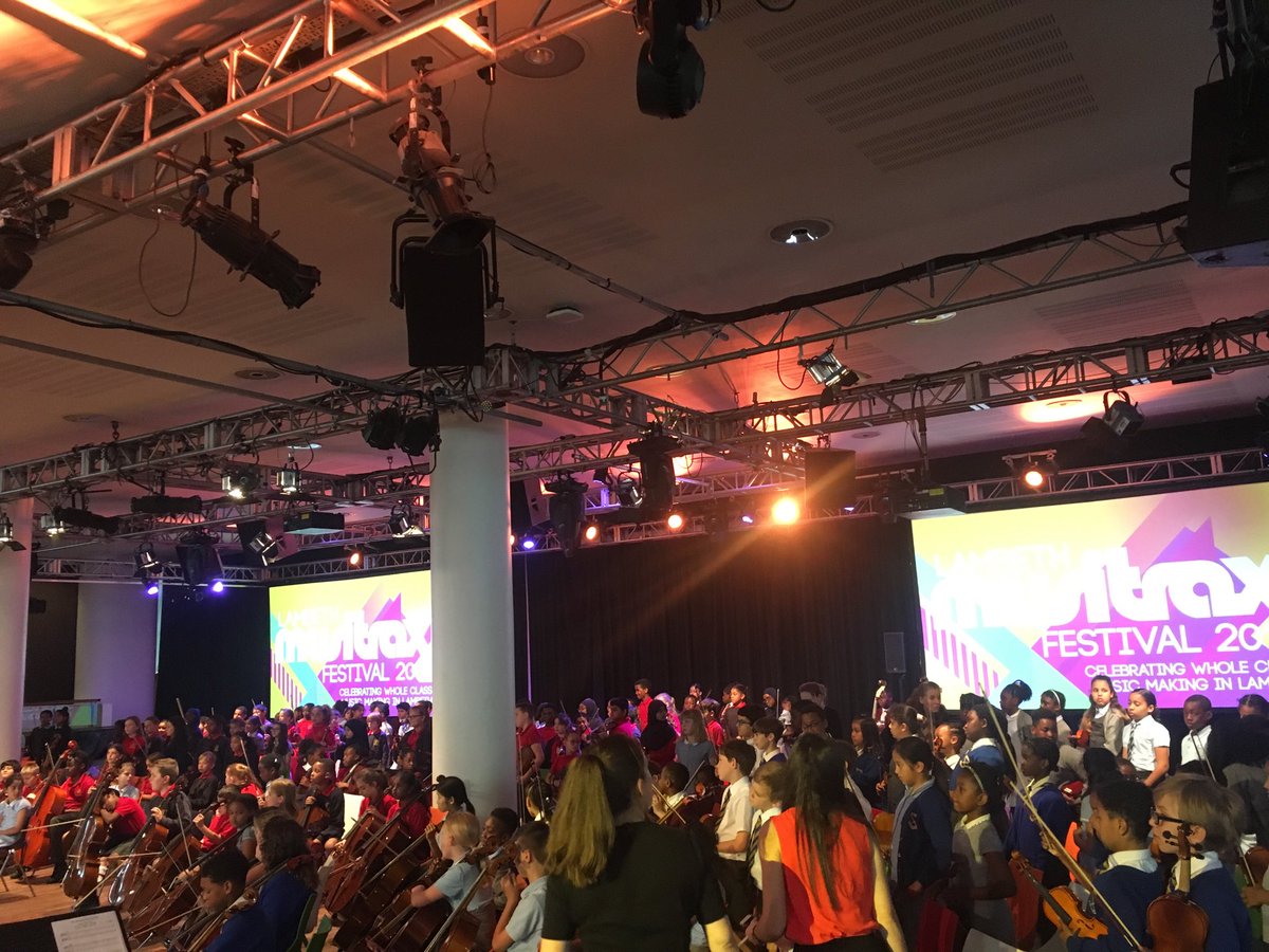 LambethMusic's tweet photo. Well done to all the children who helped us celebrate Whole Class Music Making in Lambeth in our brilliant #Musitrax Festival ⁦@southbankcentre⁩ | Nearly 900 Y4 string, wind and brass players graced the #CloreBallroom and put on a great show!! #lmxfest19 #lambethsounds https://t.co/65RjWB4Anp
