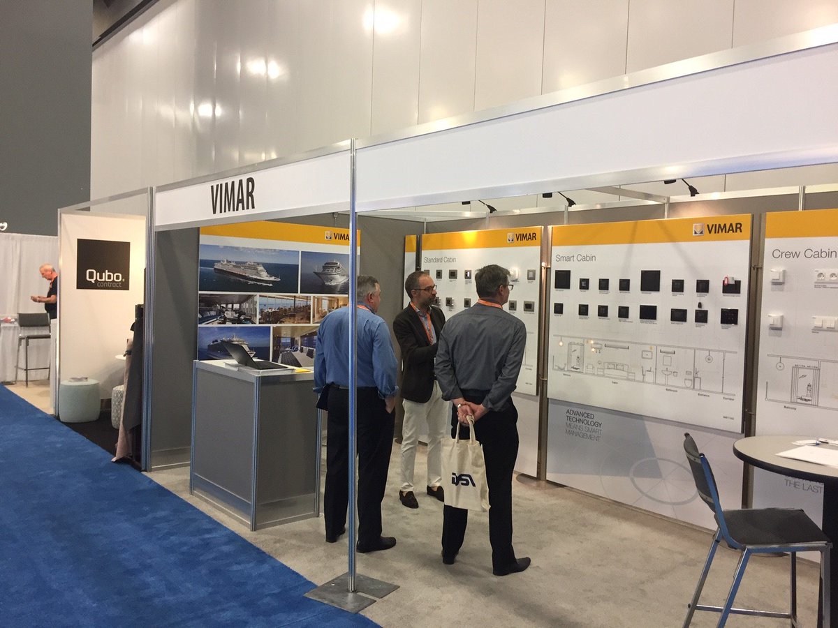 Imtra_Corp's tweet photo. IMTRA is attending Cruise Ship Interiors Expo in support of our partner Vimar. Come see the latest in decorative switching and design at # csie19 (Stand 126).
.
.
.
#imtra #tradeshow #vimar #switching #partnership https://t.co/RgYzPr6EiL